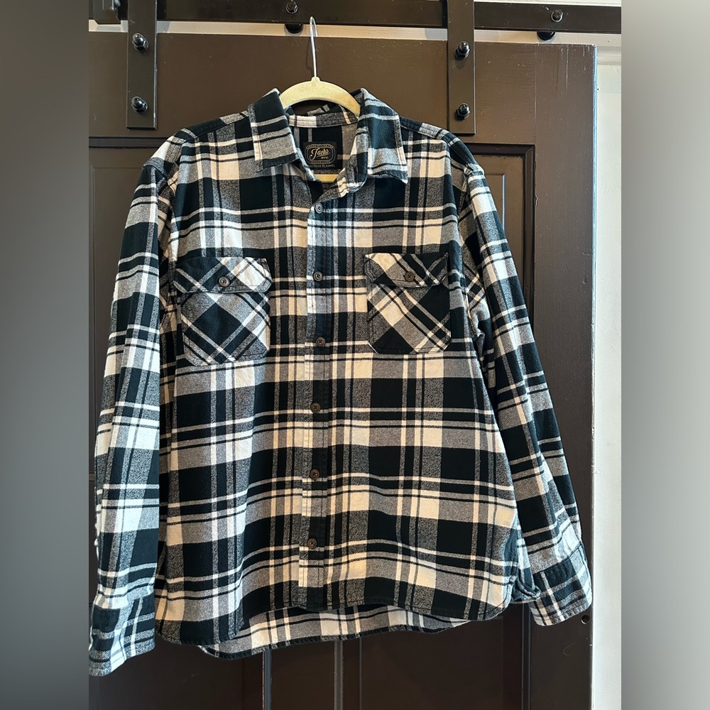 Jacks MFG Adult Long Sleeve Heritage Flannel Shirt Button Up Black Cotton Sz XL